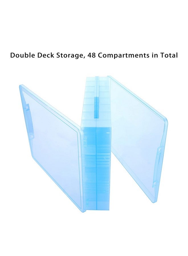 BTSKY منظم تخزين ألعاب مزدوج الجوانب مع 48 حجرة منظم ألعاب وحقيبة حمل لسيارة هوت ويلز وسيارات ماتش بوكس وألعاب صغيرة ودمى صغيرة ومجموعة سيارات صغيرة أخرى (أزرق) - Image 5