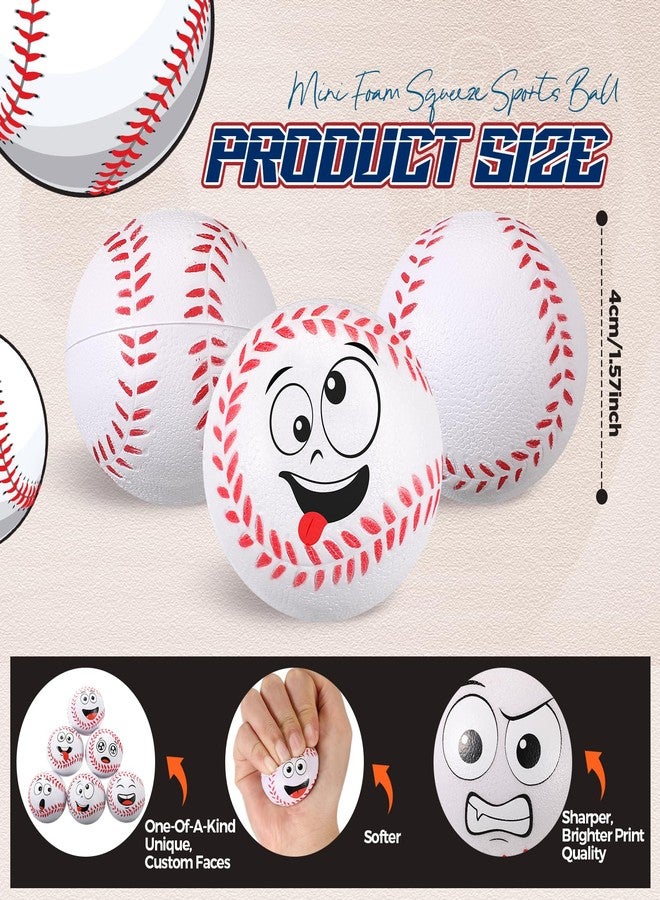 Arrowbash 24 Pcs Mini Face Baseball Stress Balls for Boys Girls Fidget Toys Bulk Foam Balls for Stress and Anxiety Relief Balls for Party Favors Birthday Gift Decoration - Image 2