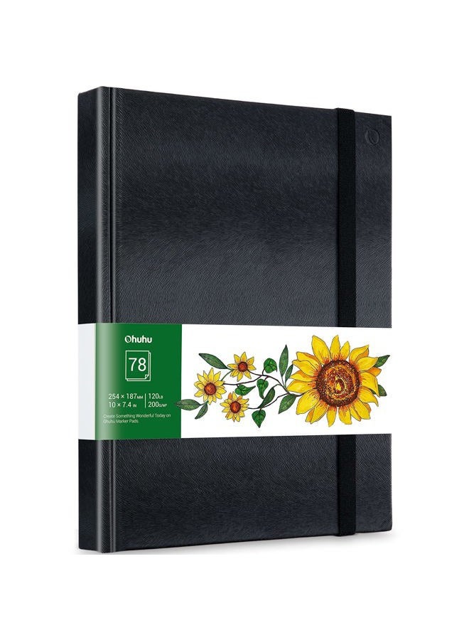 Ohuhu Marker Pads Art Sketchbook, 7x10 inches, 120 LB/200 GSM Drawing Papers, 78 Sheets/156 Pages, Hardcover Sketch Book for Alcohol Markers Christmas Gift - Image 1
