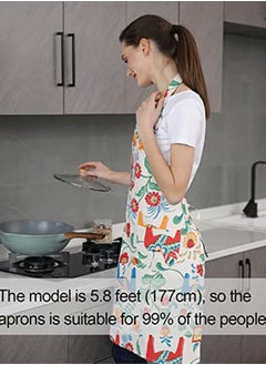 Excefore 3 Pcs Cooking kitchen Baking Aprons for Women with 2 Pockets Vintage Cotton Linen for Cooking Grill and Baking  - Image 4