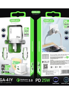 25W DUAL Fast Charger and Cable with USB-C Ports White - pzsku/ZEC3E65427721A636C27FZ/45/_/1729430812/fe781dbe-6ae3-4440-807f-f5199b552862