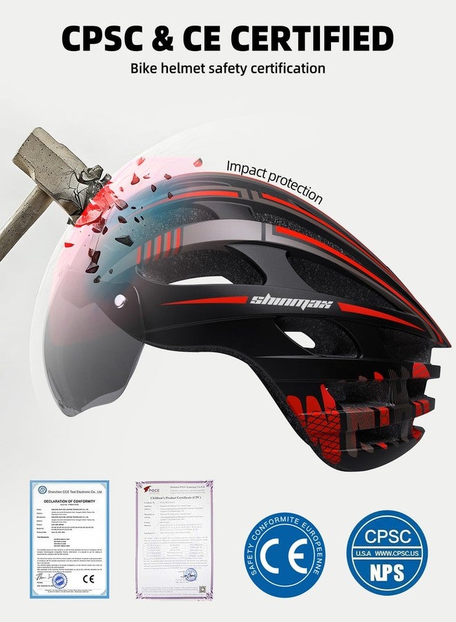 Shinmax Bike Helmet with USB Rechargeable Light & Detachable Magnetic Goggles UV Protective, Bicycle Helmet Men Women Mountain Road Adjustable Adult Cycling Helmets (WT-049) - Image 2