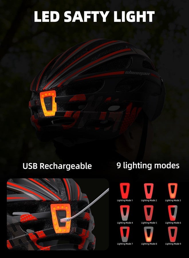 Shinmax Bike Helmet with USB Rechargeable Light & Detachable Magnetic Goggles UV Protective, Bicycle Helmet Men Women Mountain Road Adjustable Adult Cycling Helmets (WT-049) - Image 5