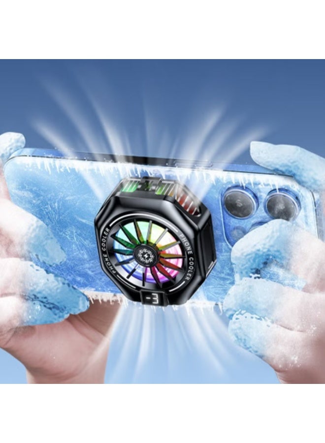 2 in 1 Magnetic/Back-Clip Mobile Phone Semiconductor Cooling Radiator 3 Gear Adjustable Mobile Cooling Fan with Digital Display Portable Phone Radiator Cooling Fan for Android iPhone - Image 2