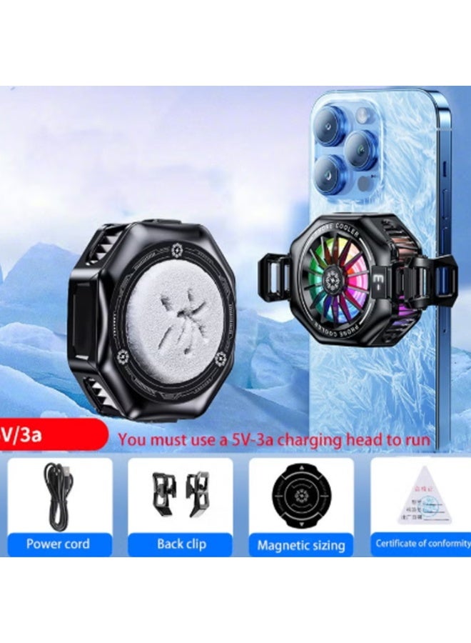 2 in 1 Magnetic/Back-Clip Mobile Phone Semiconductor Cooling Radiator 3 Gear Adjustable Mobile Cooling Fan with Digital Display Portable Phone Radiator Cooling Fan for Android iPhone - Image 3