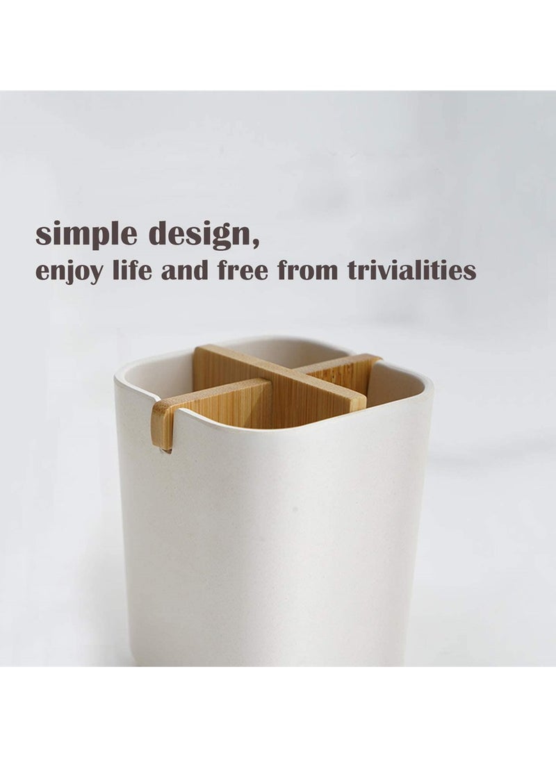 SYOSI Bamboo Toothbrush Holder, Multifunctional Electric Toothbrush Holder, Naturally Tough Eco Friendly Toothpaste Caddy Toothbrush Organizer Stand for Bathroom Vanity Countertops - Image 5