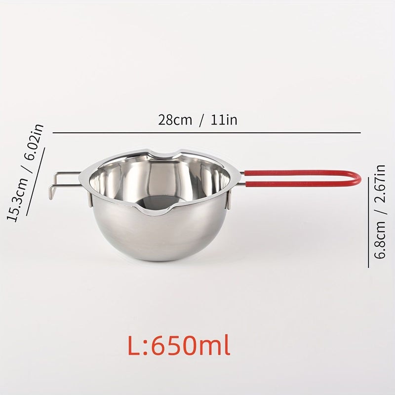 Stainless Steel Chocolate Melting Pot With Heat Resistant Handle 15.22oz Double Boiler Butter Warmer For Melting Chocolate Candy Candles Soap Wax DIY Baking Oil Heating Kitchen Tool - Image 5