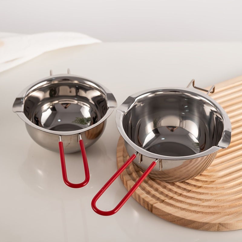 Stainless Steel Chocolate Melting Pot With Heat Resistant Handle 15.22oz Double Boiler Butter Warmer For Melting Chocolate Candy Candles Soap Wax DIY Baking Oil Heating Kitchen Tool - Image 1