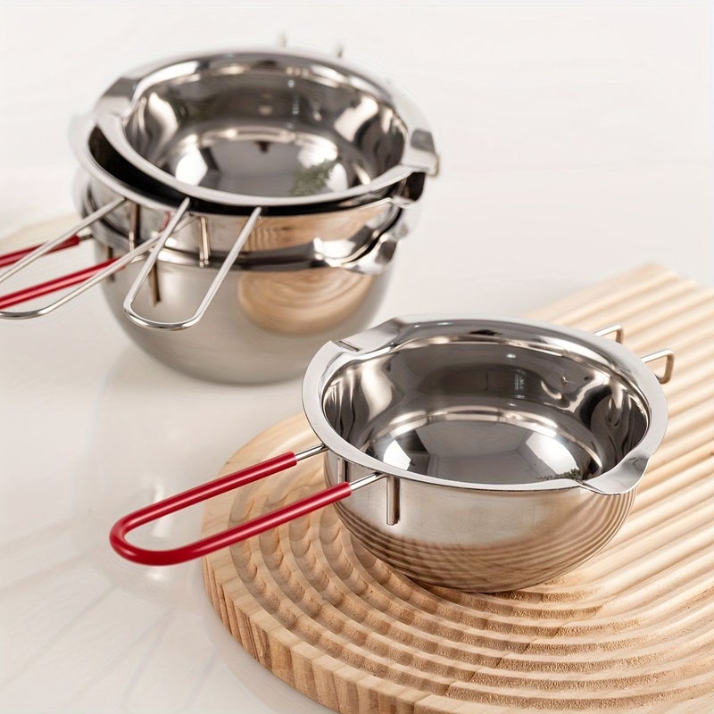 Stainless Steel Chocolate Melting Pot With Heat Resistant Handle 15.22oz Double Boiler Butter Warmer For Melting Chocolate Candy Candles Soap Wax DIY Baking Oil Heating Kitchen Tool - Image 2