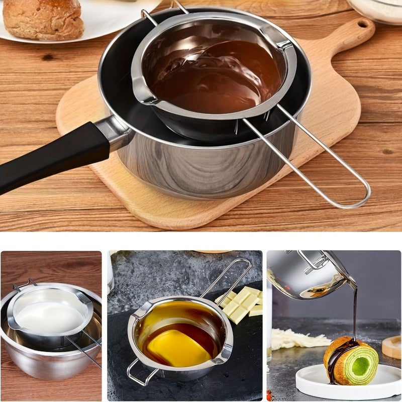 Stainless Steel Chocolate Melting Pot With Heat Resistant Handle 15.22oz Double Boiler Butter Warmer For Melting Chocolate Candy Candles Soap Wax DIY Baking Oil Heating Kitchen Tool - Image 4