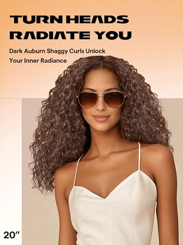 GORGIUS Dark Auburn Curly Lace Front Wigs Glueless Synthetic Wig Upgraded with Premium Human-Hair-Like Fiber Pre Cut Pre Plucked Hairline 20 Inch - Image 2