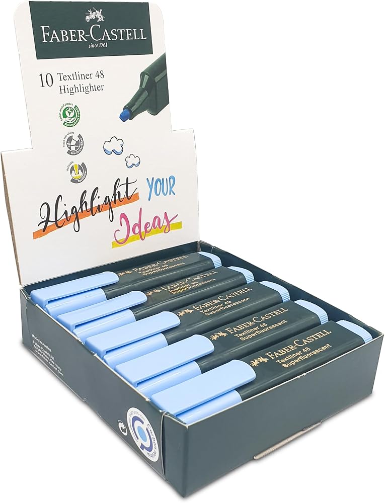 فابير كاستل **Faber-Castell Textliner 48 Superfluorescent Highlighter – لون أزرق، حزمة تحتوي على 10 أقلام** - Image 1