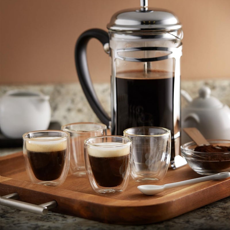 Evaryl Glass Espresso Cups Set of 4 - Double Walled Espresso Cup 2.7 OZ - Wide Italian Style Clear Doppio Espresso Cup - Double Espresso Cups - Espresso Accessories Small Double Wall Expresso Coffee Cup - Image 5