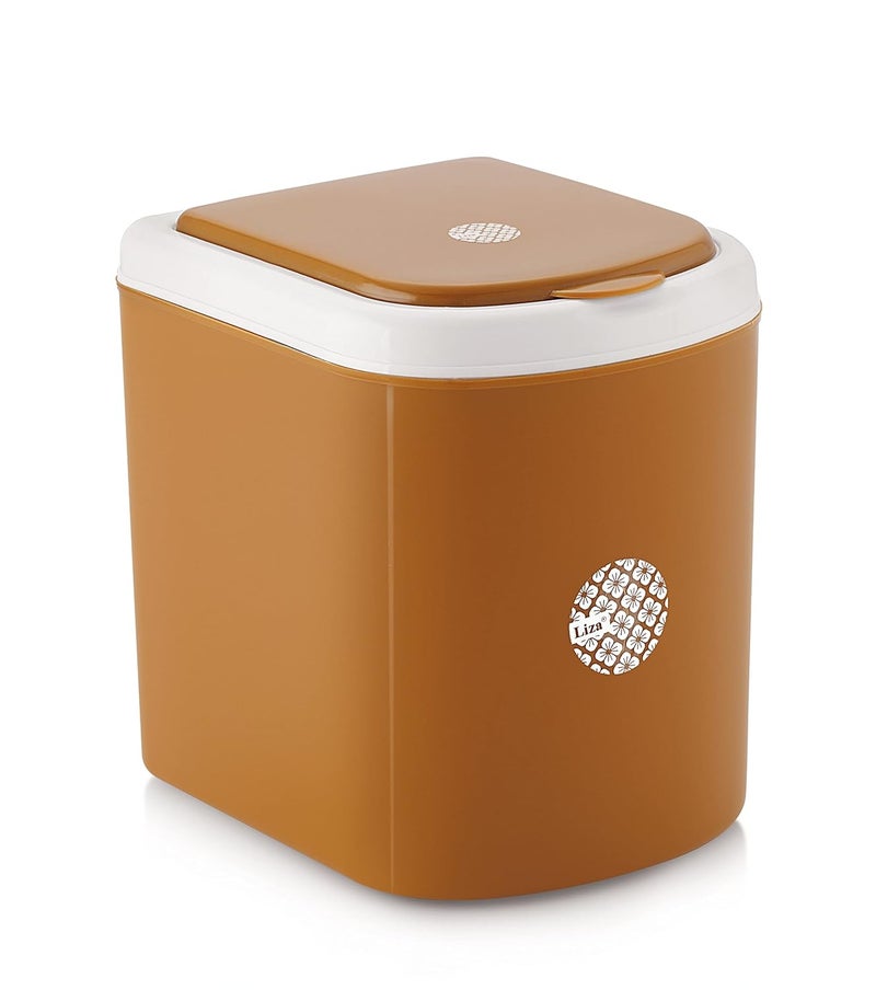 Nabhya مجموعة من 2 سلة مهملات صغيرة للتخلص من النفايات للسيارة ومكتب العمل والاستخدام المنزلي (بني) - Image 2