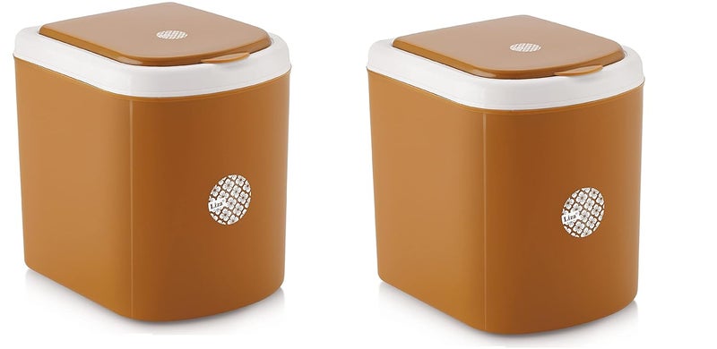 Nabhya مجموعة من 2 سلة مهملات صغيرة للتخلص من النفايات للسيارة ومكتب العمل والاستخدام المنزلي (بني) - Image 1