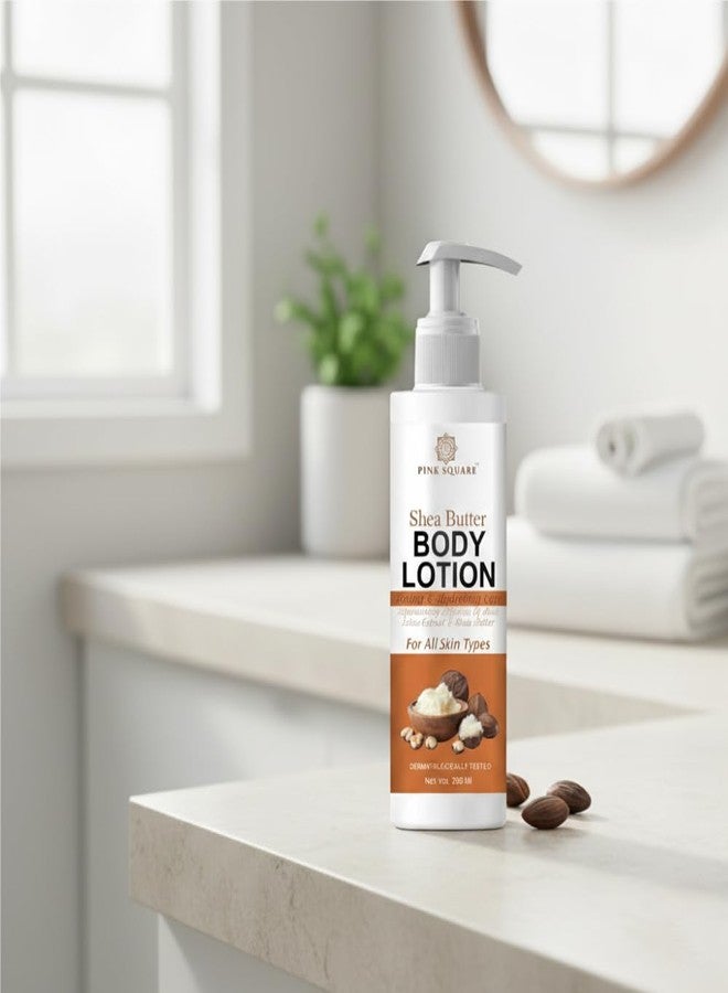 Pink Square Shea Butter Body Lotion – 200ml | Deep Moisturizing & Nourishing Lotion with Natural Shea Butter Extracts | Soft, Smooth & Hydrated Skin | Paraben-Free Daily Skincare | Pack of 1 - Image 4