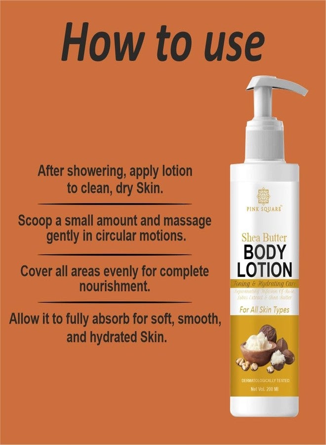 Pink Square Shea Butter Body Lotion – 200ml | Deep Moisturizing & Nourishing Lotion with Natural Shea Butter Extracts | Soft, Smooth & Hydrated Skin | Paraben-Free Daily Skincare | Pack of 1 - Image 3