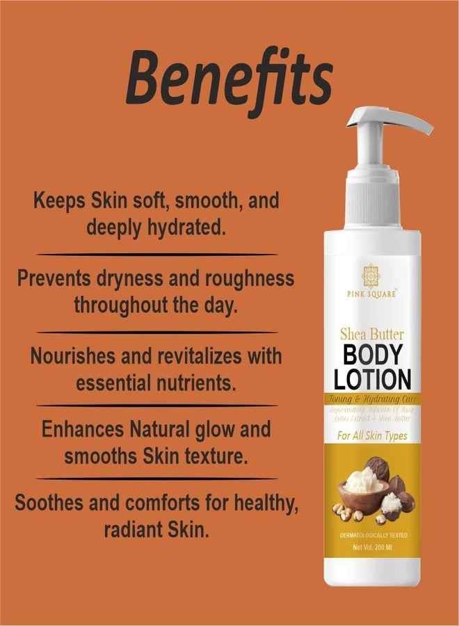 Pink Square Shea Butter Body Lotion – 200ml | Deep Moisturizing & Nourishing Lotion with Natural Shea Butter Extracts | Soft, Smooth & Hydrated Skin | Paraben-Free Daily Skincare | Pack of 1 - Image 2