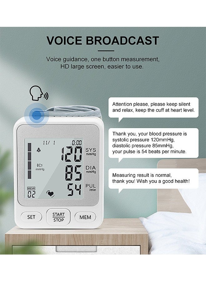 Urit Blood Pressure Monitor with Voice Broadcast, 2x99 Readings Memory Wrist Bp Machine  - Image 5