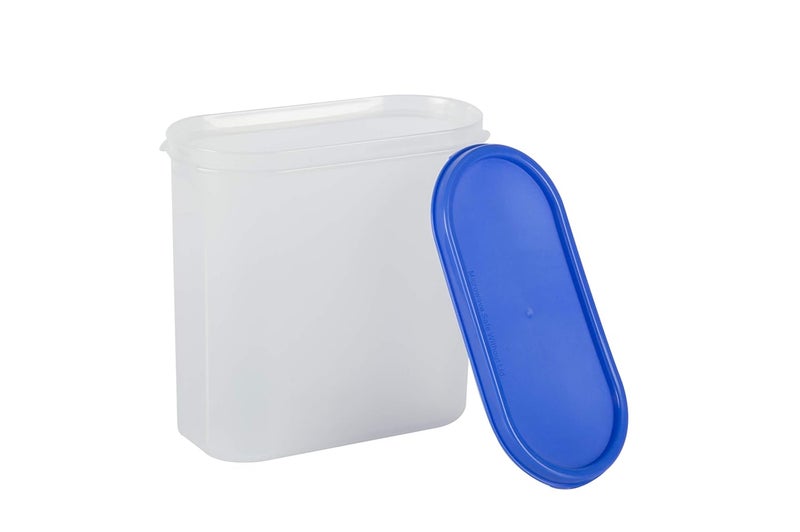 Cutting EDGE Modular Containers Oval with Plain Lids Set for Rice DalAtta Flour Cereals Pulses Snacks Stackable Set of 9 3 Each Size Blue Lids - Image 3