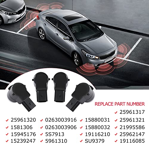 JDMSPEED Set of 4 Pcs Rear Bumper Backup Parking Sensor w/O-Ring Replacement for Chevrolet Cadillac GMC Chevy Saturn Buick Replaces 25961317 15239247 25961321 21995586 25962147 Parking Assist Sensors - Image 3