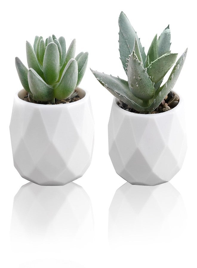 HVEST 2 Pcs Succulents Plants Artificial with Pot Small Fake Potted Plants Artificial Decor Green Faux Plants for Living Room Bedroom Office Desk Bookshelf Bathroom Decor Artificial Plants - Image 1