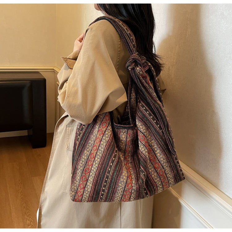 Bohemian Canvas Crossbody Tote Bag - Image 4