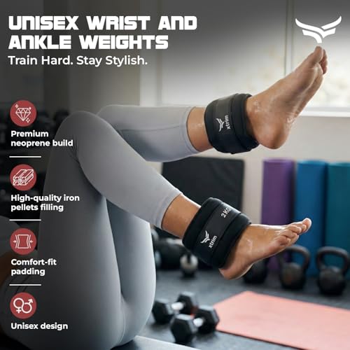 Xtrim Adjustable Neoprene Ankle & Wrist Weights 4 KG Total (2 KG x 2) for Men & Women, Heavy-Duty Strength Training with Soft Foam Padding, Sweatproof & Durable Design, Ideal for Gym, Walking, Home Workout, Conditioning & Fitness Training, Black - Image 2