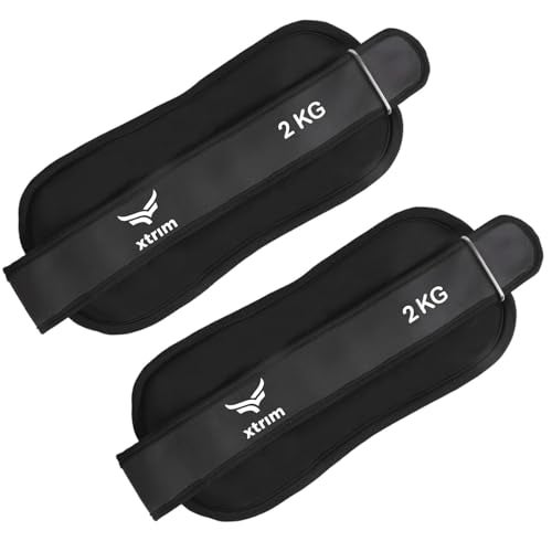 Xtrim Adjustable Neoprene Ankle & Wrist Weights 4 KG Total (2 KG x 2) for Men & Women, Heavy-Duty Strength Training with Soft Foam Padding, Sweatproof & Durable Design, Ideal for Gym, Walking, Home Workout, Conditioning & Fitness Training, Black - Image 1