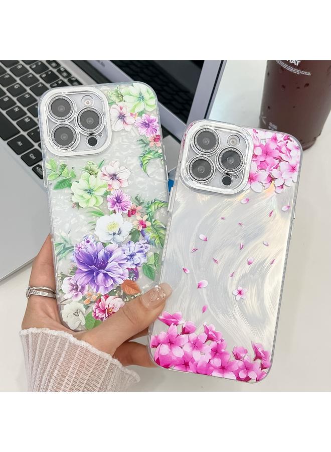 اس-توب جراب لهاتف iPhone 15 مصنوع من مادة TPU بتصميم زهور ونباتات مطلية بالكهرباء - Image 2
