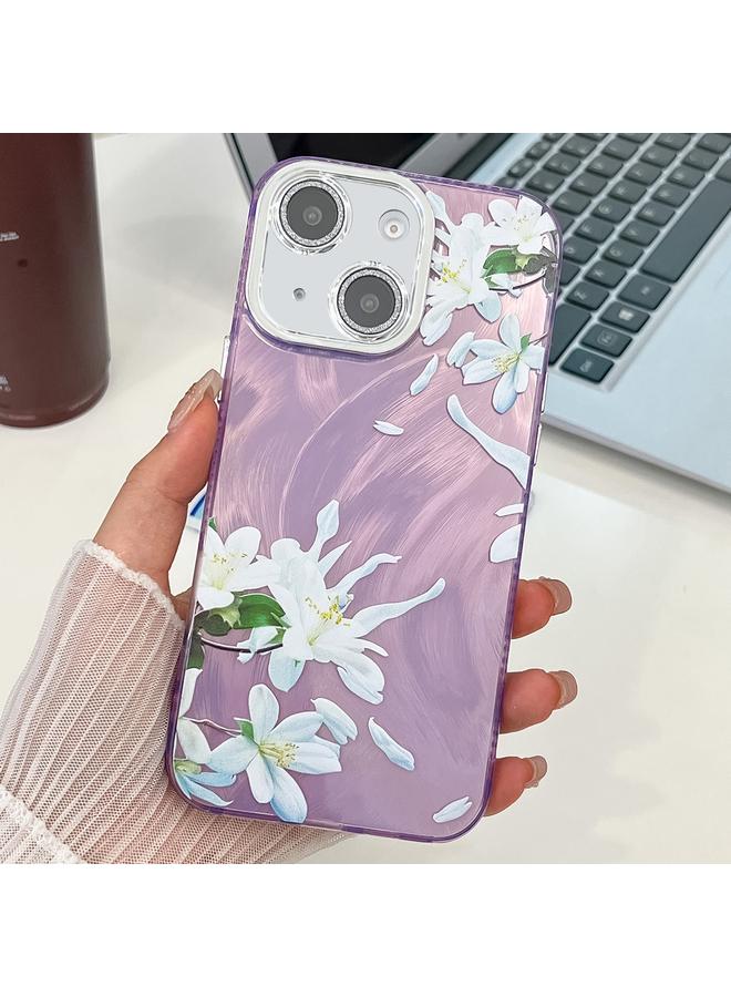اس-توب جراب لهاتف iPhone 15 مصنوع من مادة TPU بتصميم زهور ونباتات مطلية بالكهرباء - Image 1