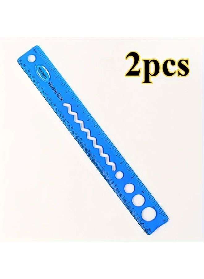 2pcs Blue FlexiMeas Silicone Ruler Multi Functional Foldable Measuring Tool - Image 1