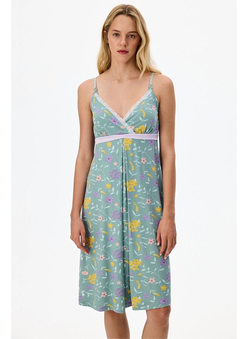 Penti Women Mama Blossom Sleeveless Mint Green Night Dress - Image 1