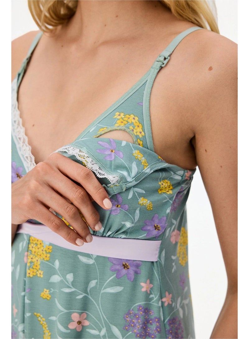 Penti Women Mama Blossom Sleeveless Mint Green Night Dress - Image 4