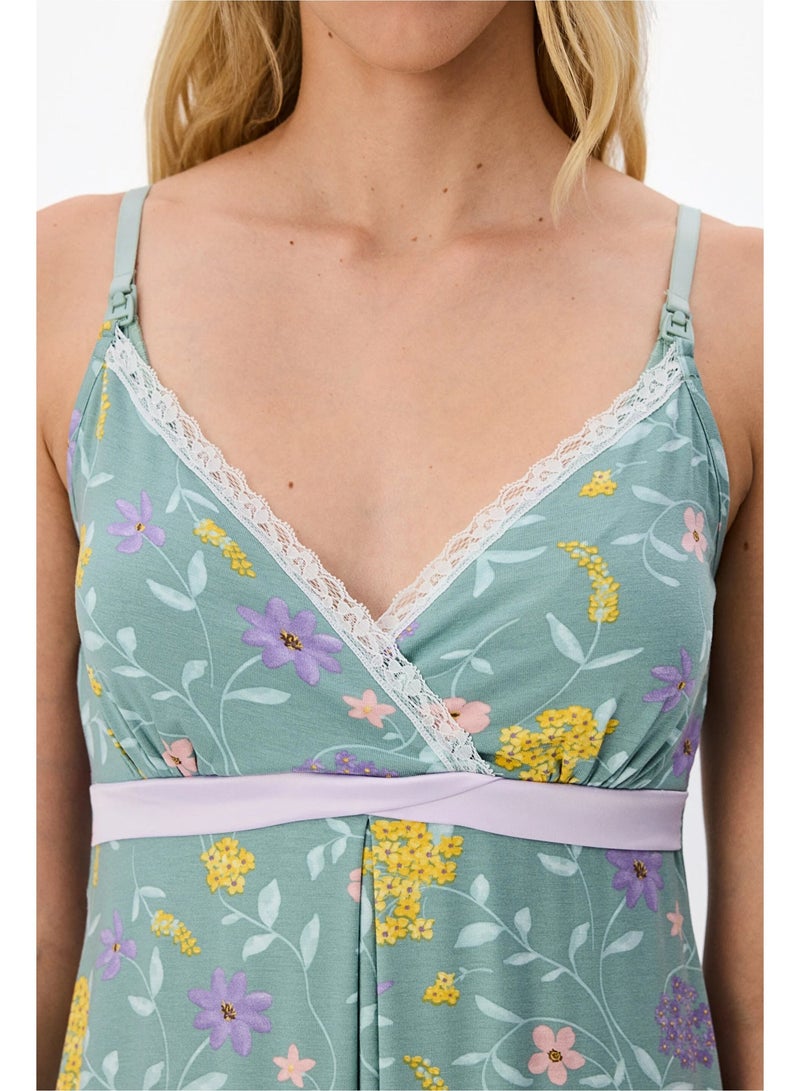 Penti Women Mama Blossom Sleeveless Mint Green Night Dress - Image 3