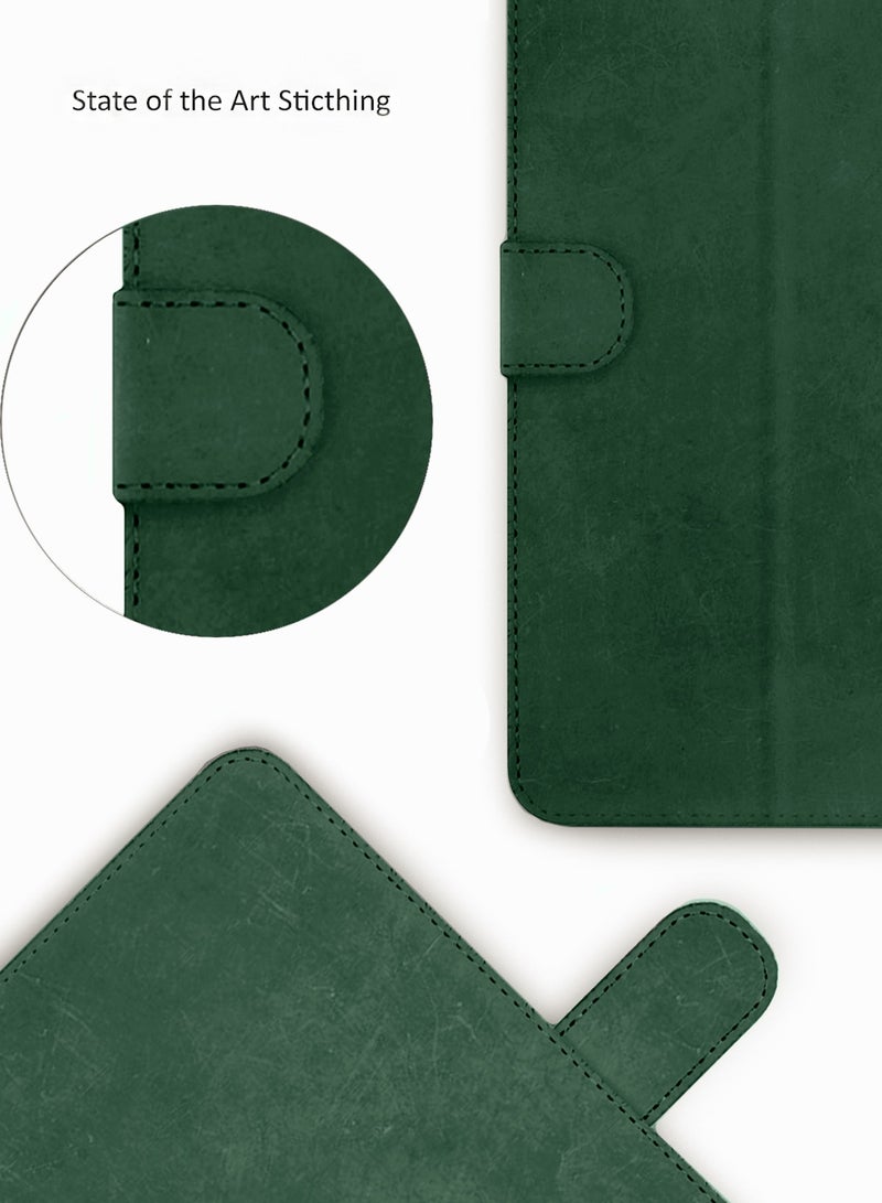 PU Leather Magnetic Closure Flip Case Cover For Apple iPad Pro 13 5G 2024 (7th Generation) 13 Inch Dark Green