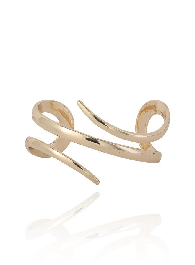 BCBGeneration Sculptural Cuff Bracelet for Women, Yellow Gold-Tone Open Cuff - Image 1