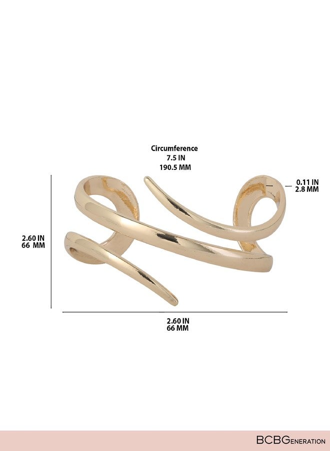 BCBGeneration Sculptural Cuff Bracelet for Women, Yellow Gold-Tone Open Cuff - Image 5