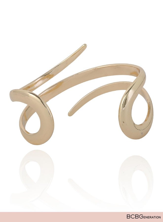BCBGeneration Sculptural Cuff Bracelet for Women, Yellow Gold-Tone Open Cuff - Image 3