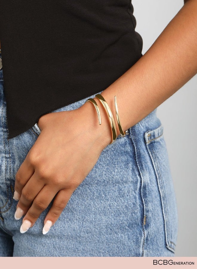 BCBGeneration Sculptural Cuff Bracelet for Women, Yellow Gold-Tone Open Cuff - Image 2