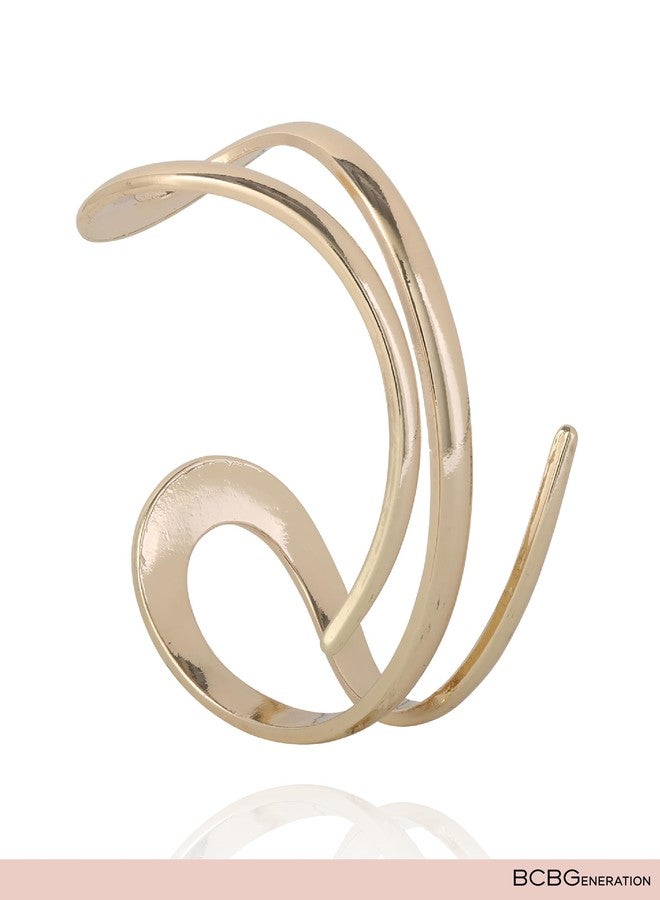 BCBGeneration Sculptural Cuff Bracelet for Women, Yellow Gold-Tone Open Cuff - Image 4