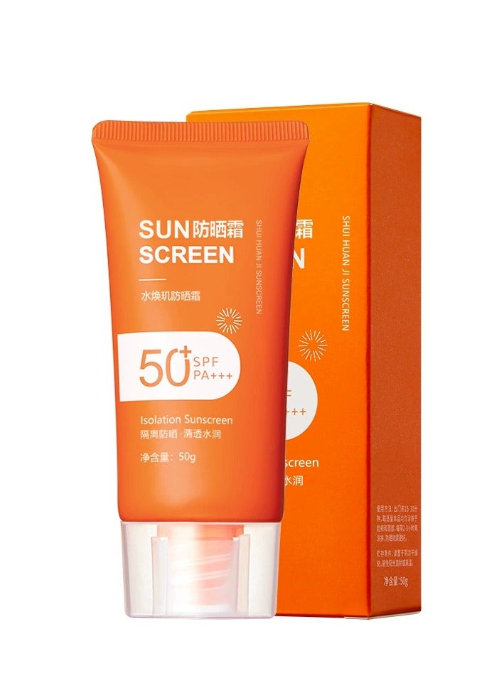 Generic Hyaluronic Sunscreen, Sunscreen SPF 50+, Sun Cream For High Sun Protection, Ultra Light UV Protetion Suncream, Long-sting Anti-Sweat, Anti-Eye Stinging, Sensitive Skin, Travel Size 50g  - Image 1