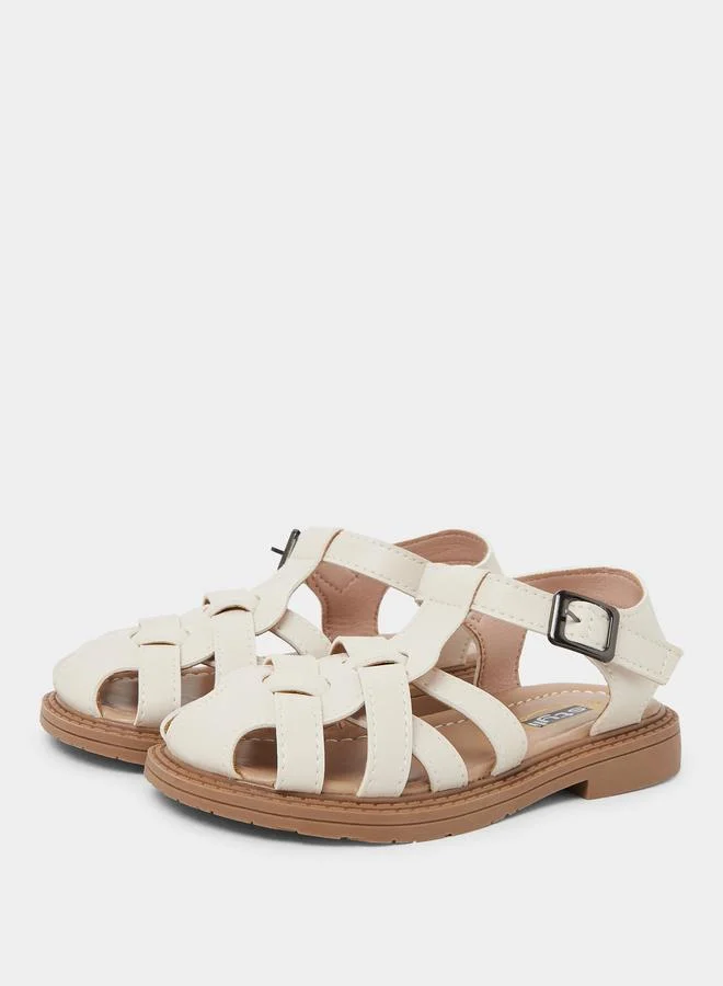 Styli Girls Woven Strap Buckle Sandals