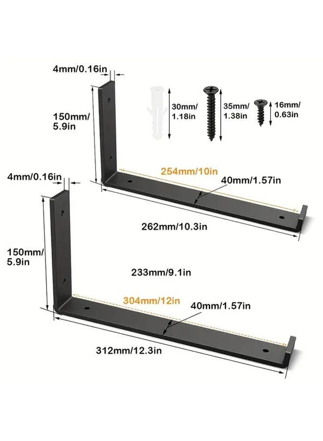 6 Pack 8 Inch Heavy Duty Metal Shelf Brackets For Floating Shelves Black - Image 5