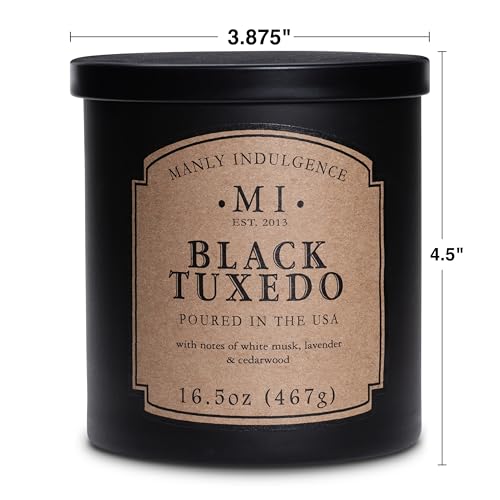 Manly Indulgence Black Tuxedo Jar Candle 16.5 oz - White Musk, Lavender, Cedarwood, Jasmine & Earthy Orris - Up to 60 Hour Burn - Soy Blend Wax, USA Poured - Image 4
