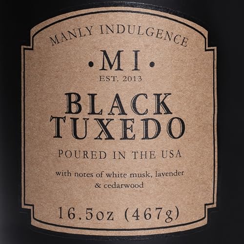 Manly Indulgence Black Tuxedo Jar Candle 16.5 oz - White Musk, Lavender, Cedarwood, Jasmine & Earthy Orris - Up to 60 Hour Burn - Soy Blend Wax, USA Poured - Image 5