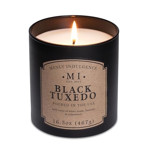 Manly Indulgence Black Tuxedo Jar Candle 16.5 oz - White Musk, Lavender, Cedarwood, Jasmine & Earthy Orris - Up to 60 Hour Burn - Soy Blend Wax, USA Poured - Image 3