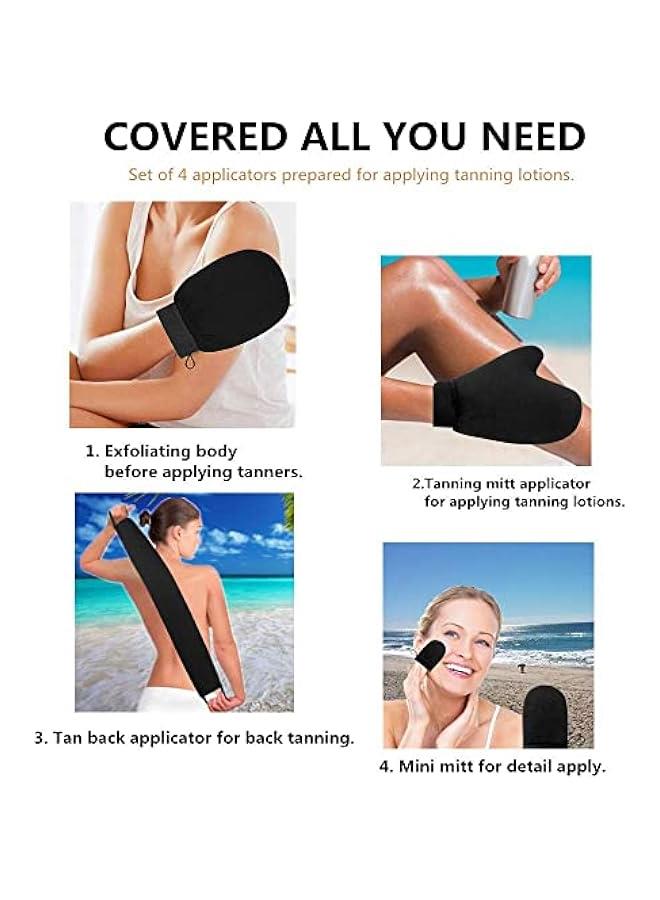 Self Tanning Mitt Applicator Kit 4 in 1 Self Applicator Set with Exfoliating Glove,Tan Mitt Applicator, Tanning Back Lotion Applicators for Your Back,Face Mitt for Tanning Lotion, Spray, Mousse - Image 5
