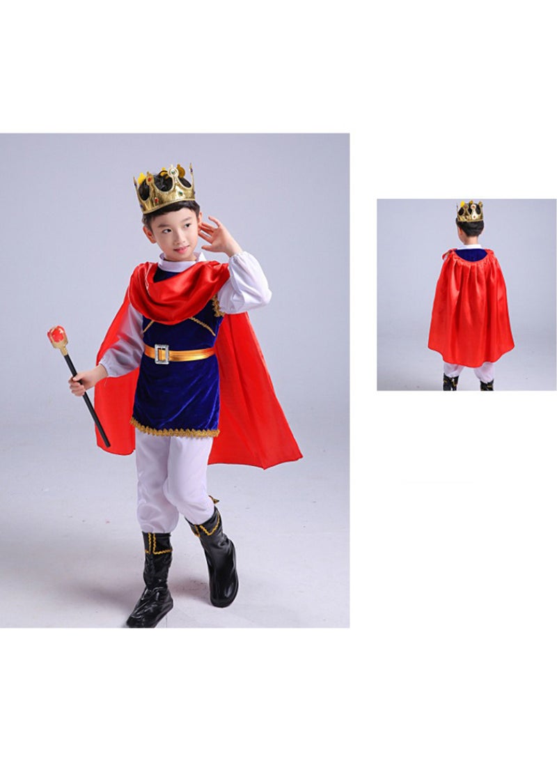 7 Piece Prince Charming Royal King Fancy Dress Up Halloween Costume Pretend Play with Crown for Kids Boys - Image 4
