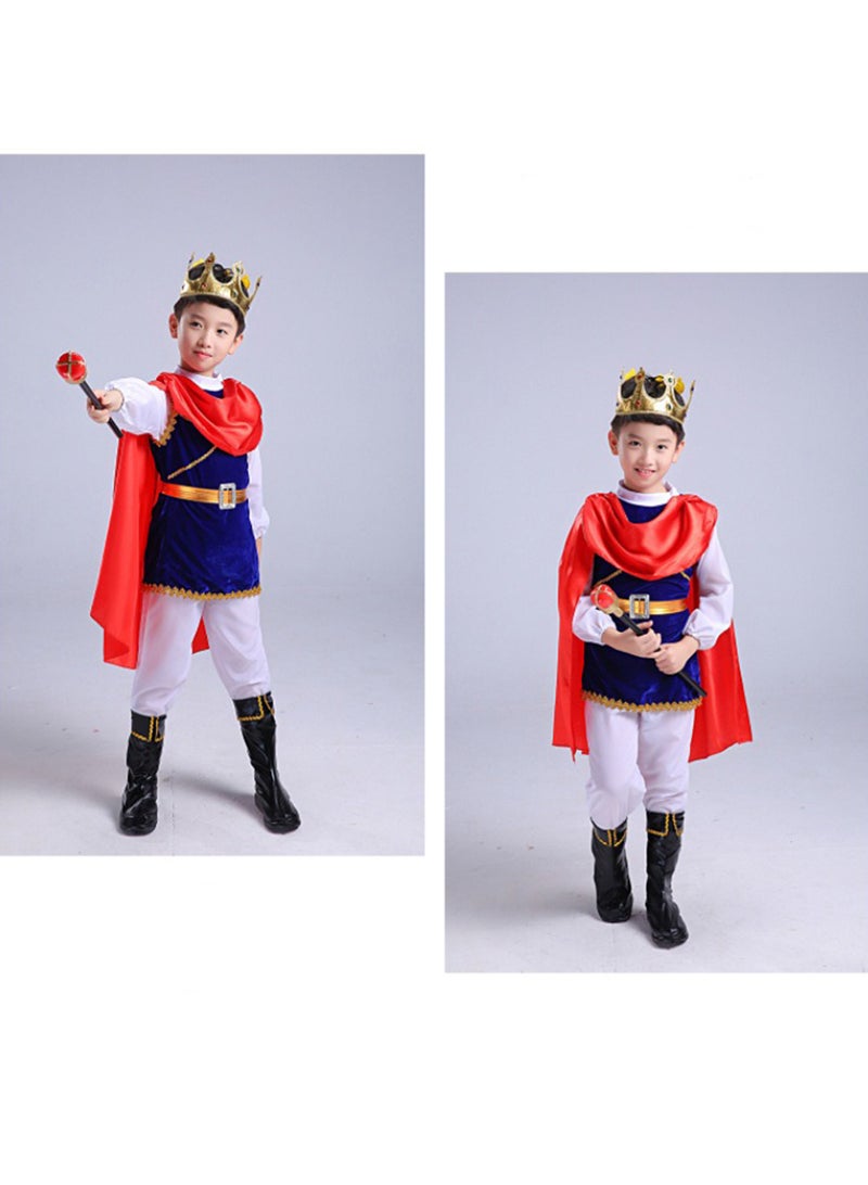 7 Piece Prince Charming Royal King Fancy Dress Up Halloween Costume Pretend Play with Crown for Kids Boys - Image 3